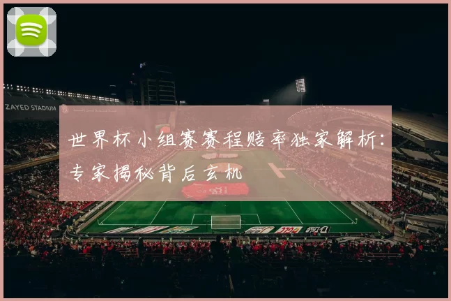 世界杯小组赛赛程赔率独家解析：专家揭秘背后玄机